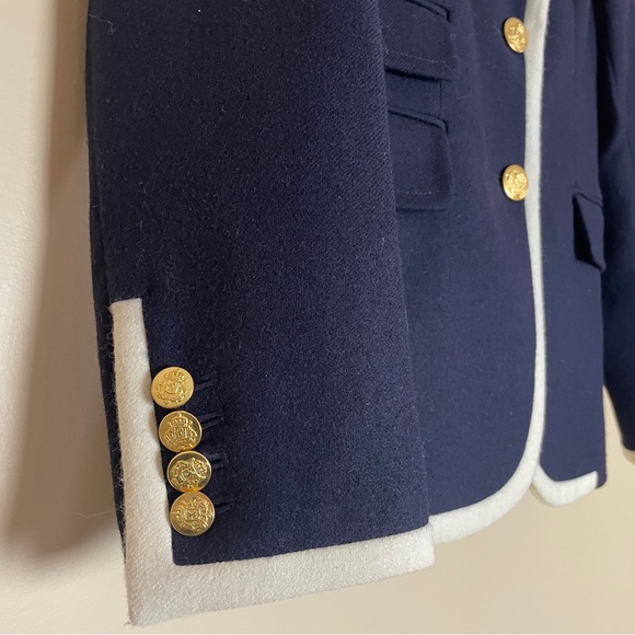 J. Crew Navy Blazer Jacket Women's Size 2 Gold Buttons Wool Office Academia - Picture 7 of 15